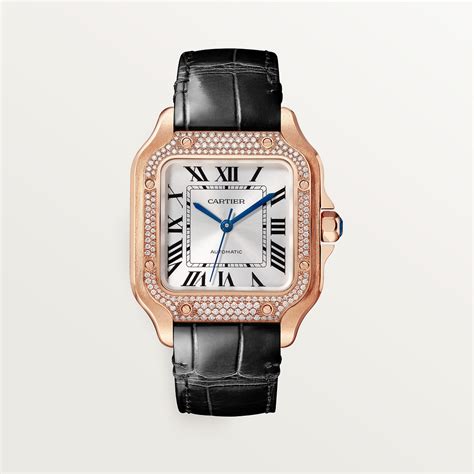 cartier santos leather|cartier santos diamond watch price.